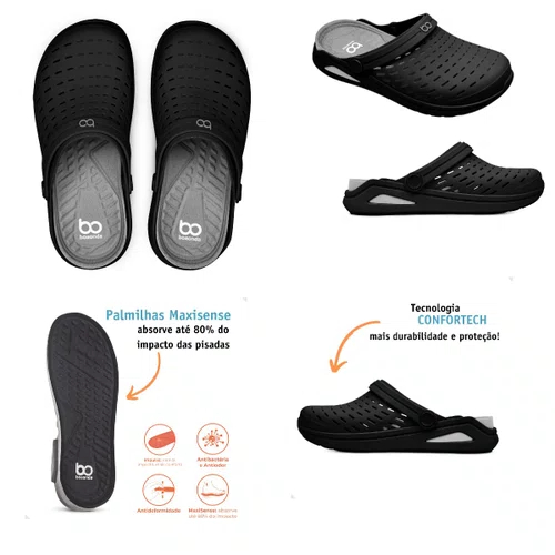 Babuche brave  preto/branco 37/38 ao 43/44