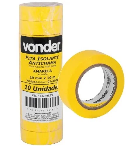 Fita isolante 19 mm x 10m amarela
