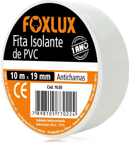 Fita isolante 19mm x 10m branca
