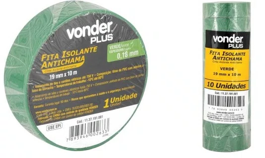 Fita isolante 19mmx20mt verde