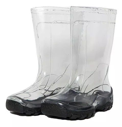 Galochas transparente inf011 cristal/pto 28/9