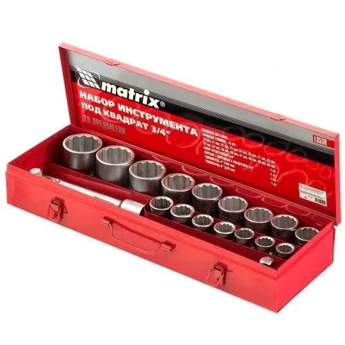 Jogo de soquete estriado,encaixe 3/4" 9-50 mm 20 pcs