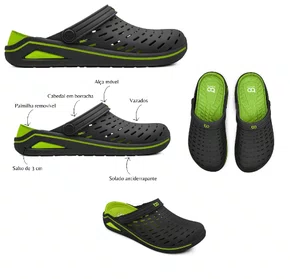 Babuche brave  preto/verde 37/38 ao 43/44