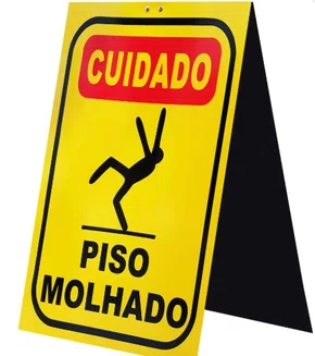 Cavalete - Duplo - 34 X 47 - Amarelo - Piso Molhado Em Pe