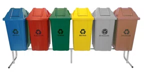 Conj C/6 Lixeira P/Coleta Selet. 60L Vai-Vem (Cz/Marrom..)