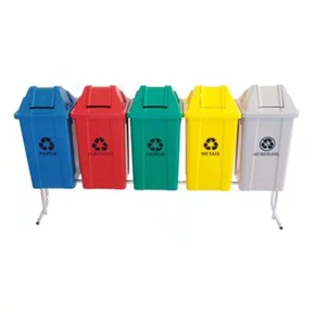 Conjunto coleta seletiva 60l 5 cestos basculante
