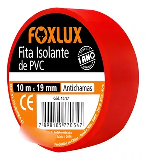 Fita isolante 19mm x 10 mt vermelha